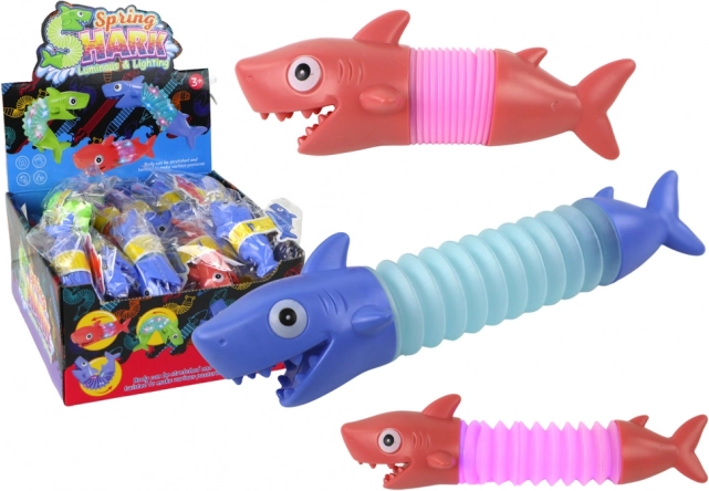 Антистрес светеща разгъваема играчка акула Pop Tube LED
