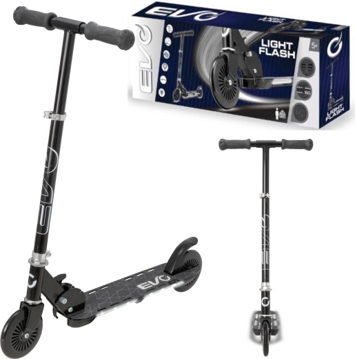 EVO children's folding two-wheel scooter Light Flash with illuminated deck, black