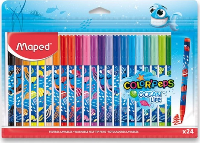 Флумастери MAPED Color’Peps Ocean Life, 24 бр.