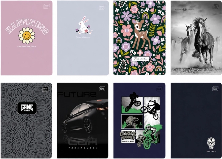 School notebook A5, squared, 32 sheets, assorted designs Interdruk - 1 piece