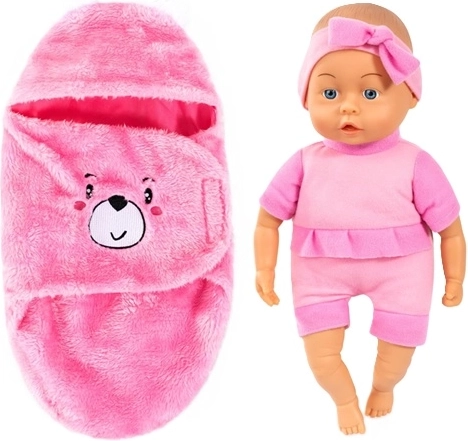 Bayer Bobas Baby Doll with Pink Swaddling Blanket 35 cm