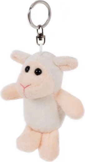 Plush sheep keychain, white, 8 × 8 cm