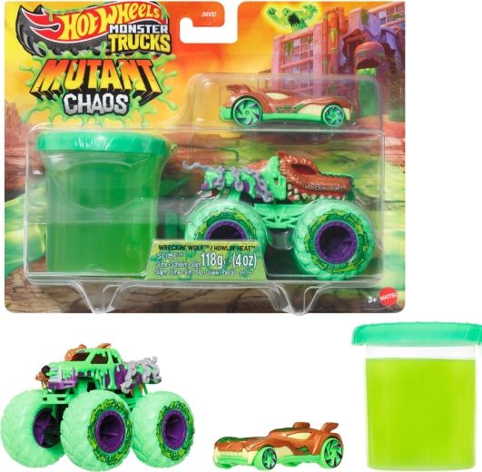 Hot Wheels monster truck Mutant chaos с 2 превозни средства и слуз - 1 брой