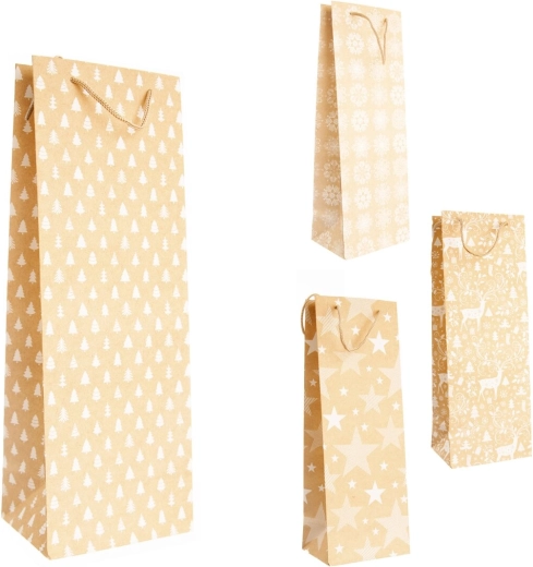 Christmas gift bag beige-white 13 × 10 × 35 cm (4 variants)