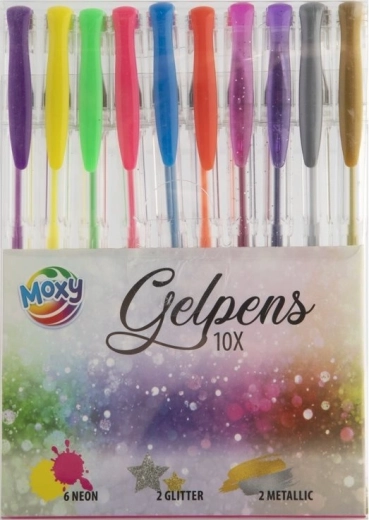 Moxy set of 10 gel pens – metallic, pastel and neon