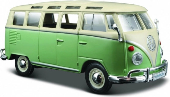 Метален модел Volkswagen Van Samba бежово‑зелен 1:24
