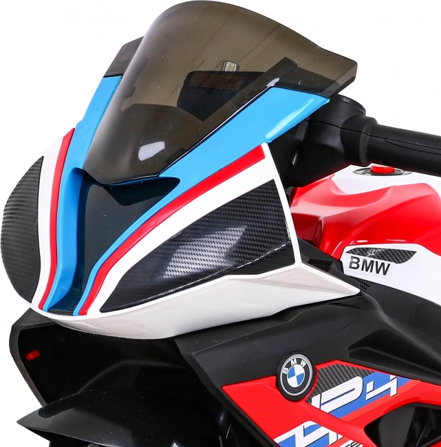 Детски електрически мотор BMW HP4, червен, 3 колела, LED светлини, MP3/USB, седалка от еко кожа