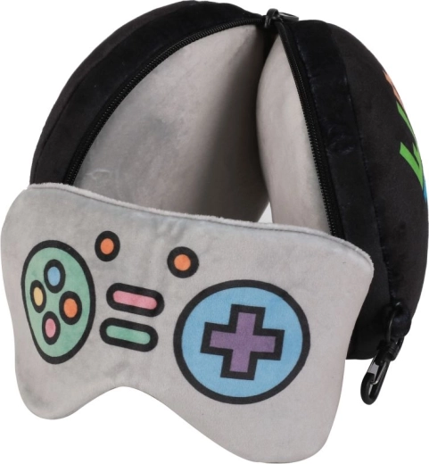Travel pillow with mask let's play