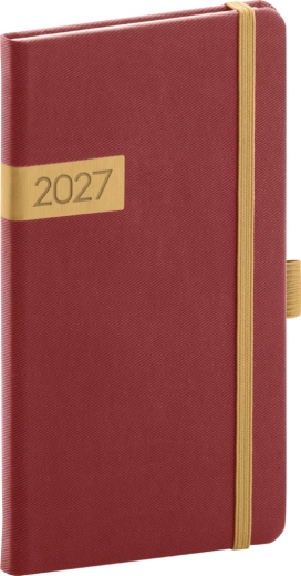 Notique pocket diary Twill 2027 burgundy-gold 9 x 15.5 cm