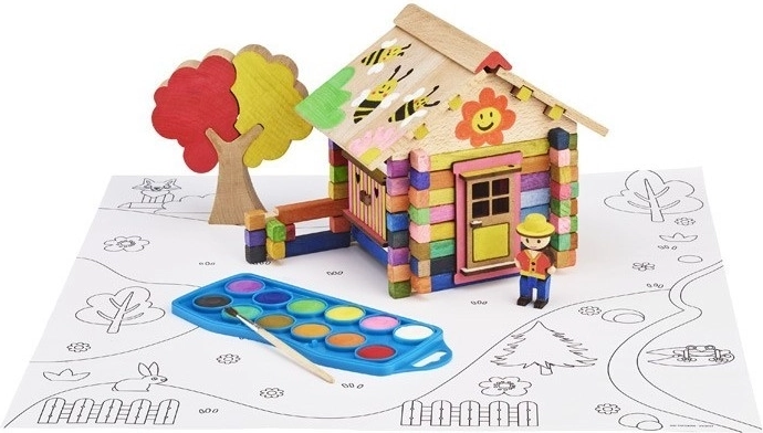 Jeujura wooden building set – cottage to paint (85 pieces)