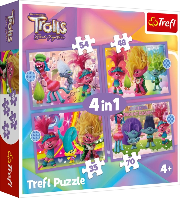 Trefl Puzzle Trolls Band Together: Colorful Adventure 4-in-1 (35, 48, 54, 70 pieces)
