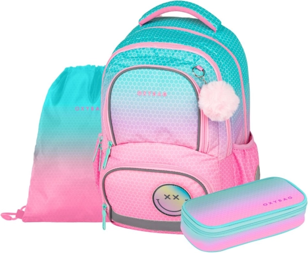 Ученически комплект OXYBAG OXY NEXT Ombre Pink – раница, несесер и торбичка
