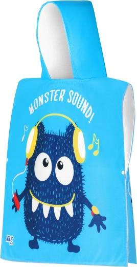 Детско пончо от микрофибър с качулка NILS aqua Monster Sound