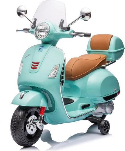 Electric kids' motorcycle in Vespa GTS style – mint green