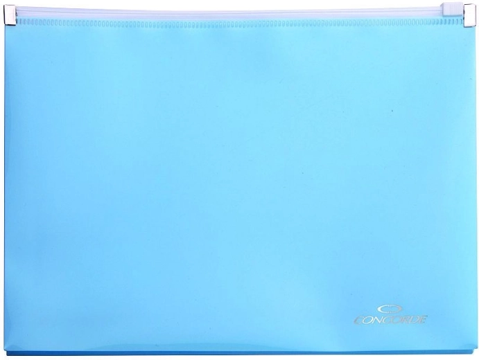 A4 Zipper Document Folder Pastel Blue CONCORDE