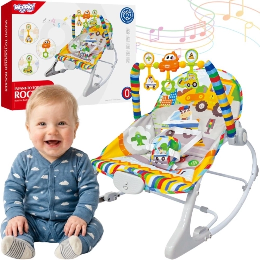 Woopie baby интерактивно бебешко шезлонгче с вибрации и арка с играчки, многоцветно