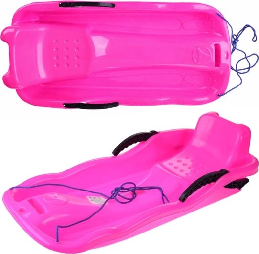 Plastic snow sled with rope and brakes, pink – Pink