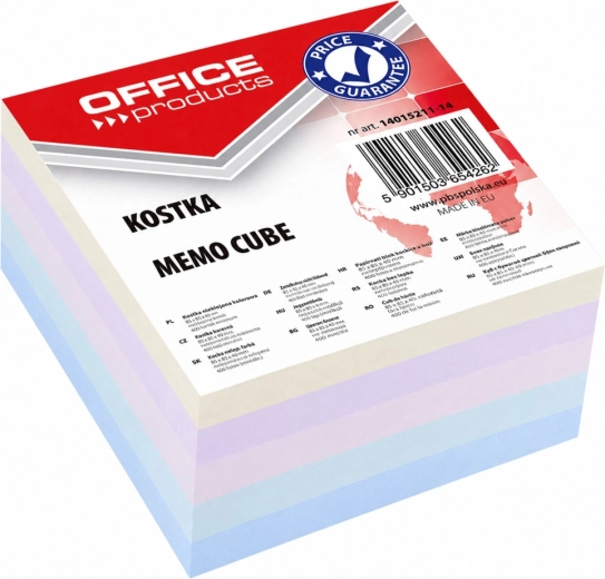 Лепен хартиен куб Office Products 85 × 85 × 40 mm, микс от цветове - 1 брой