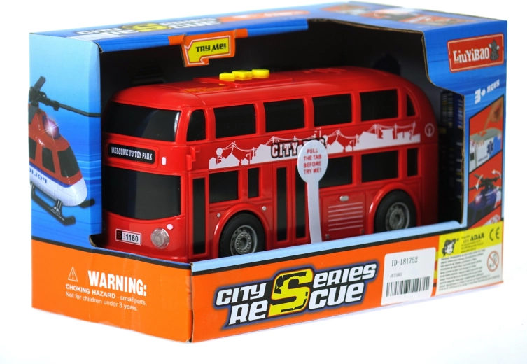 Double-decker bus with lights and sound