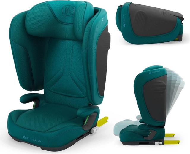Сгъваема детска седалка за кола Kinderkraft Unity 2 i-Size 100–150 см зелена