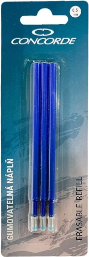 CONCORDE erasable pen refills, blue, 0.5 mm, 3 pcs