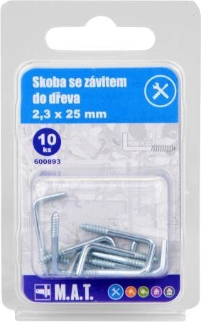 Screw-in wood hook 25 × 2.3 mm, galvanized (10 pcs)
