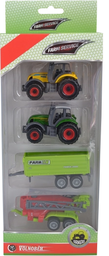 Farm Service – Set of Agricultural Machines 1:64 (2 Tractors, Flatbed Trailer and Sprayer)