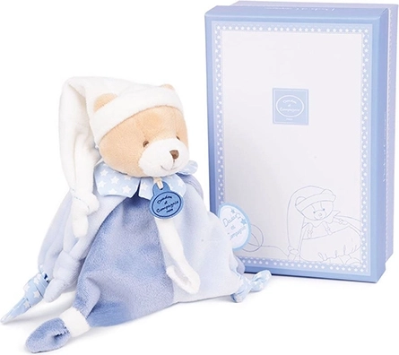 Подаръчен комплект Doudou - Меченце с държач за биберон 17 см
