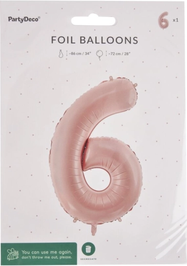 Foil balloon number 6 beige 72 cm
