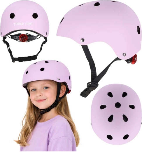 Kids' bike helmet with LED TRIKE FIX, size M (55–58 cm), purple