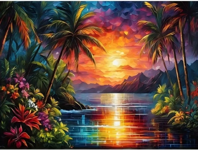 Paint by Numbers Sunset over the Bay 40 × 50 cm