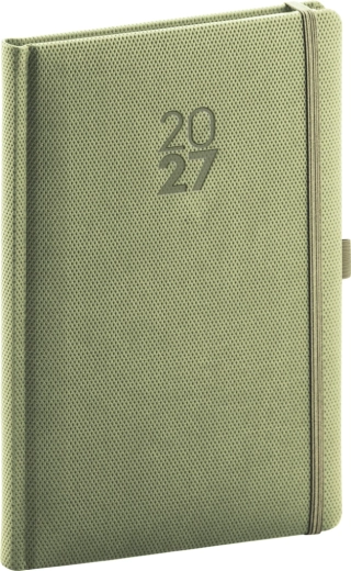 Седмичен дневник Notique Diamante 2027, маслинен, 15 × 21 см
