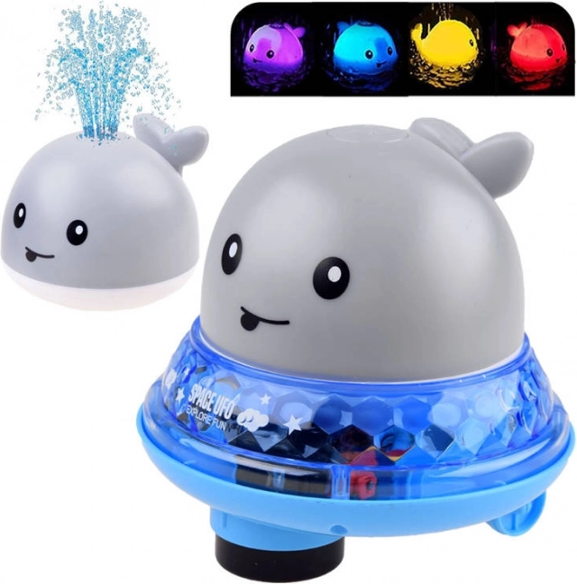 Воден кит с фонтанче и движеща се платформа за къпане – Сив