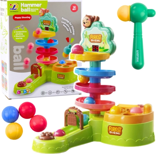 Interactive Ball Track with Hammer and Score Counter