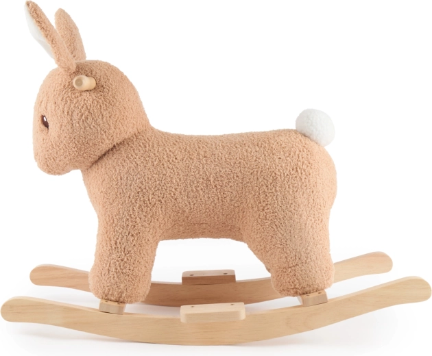 Bieco Fine rocking bunny in bouclé on wooden runners