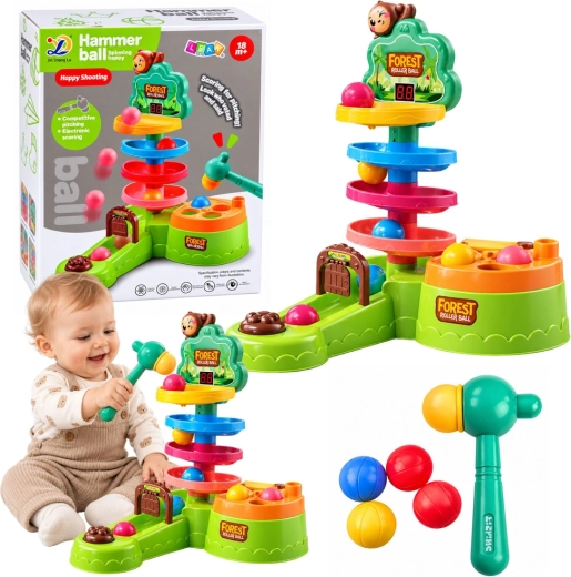 Interactive Ball Track with Hammer and Score Counter