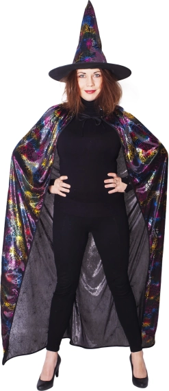 вещерски костюм с наметало с паяжини и шапка за възрастни