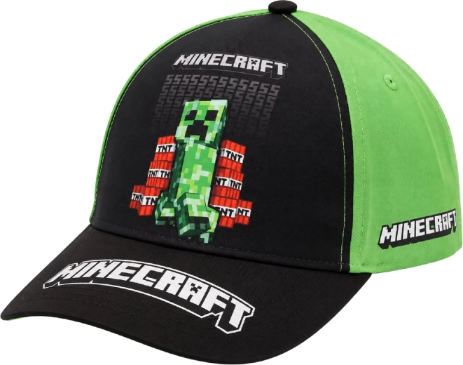 Children's Minecraft Creeper Baseball Cap, Black and Green, 55 cm