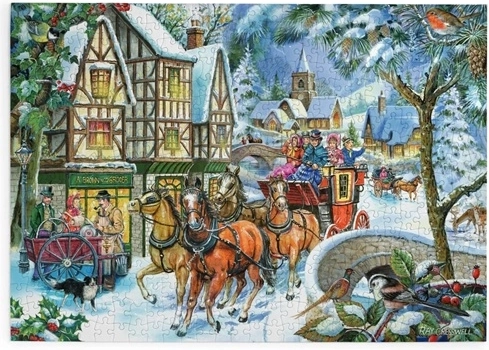 House of Puzzles Зимен дилижанс пъзел с 500 големи части