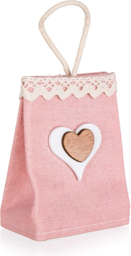 Cotton gift bag with heart, light pink 7 × 12 × 4 cm
