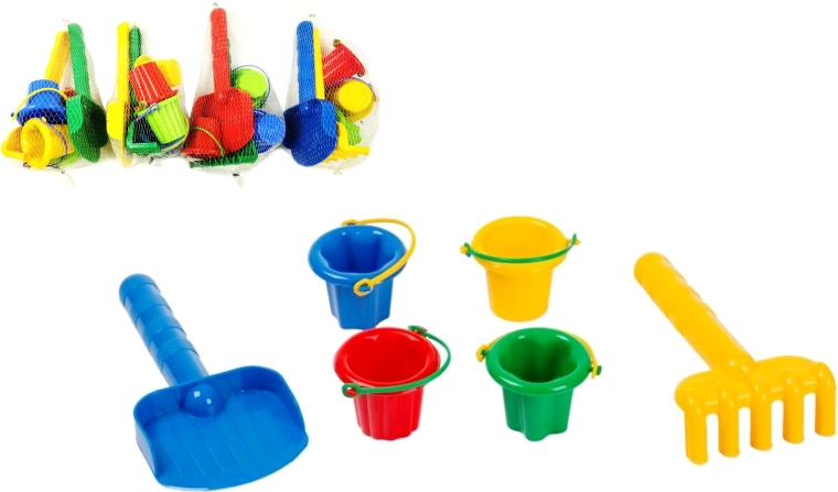 Sand Set L with Shovel, Rake and Mini Buckets