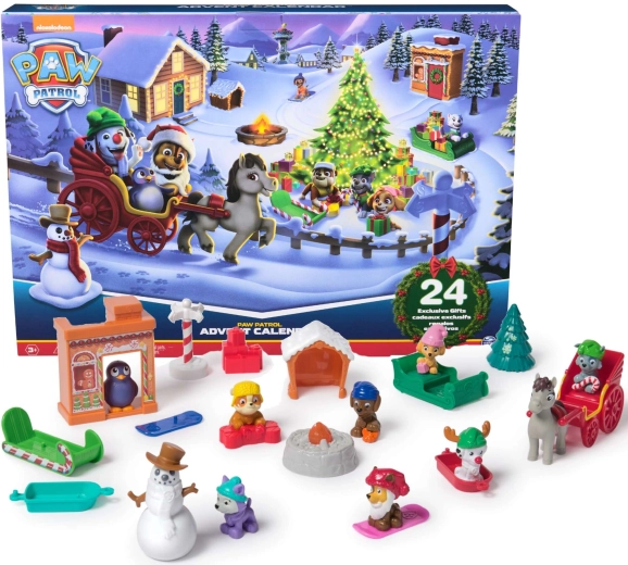 Адвент календар PAW PATROL – 24 изненади, фигурки на животни и зимни аксесоари