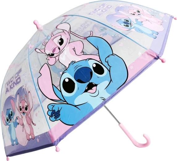 Прозрачен детски чадър Lilo & Stitch със Stitch и Angel, розов
