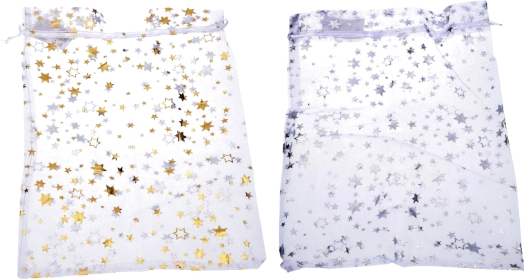 Organza pouch with stars 17 × 23 cm – Christmas gift packaging