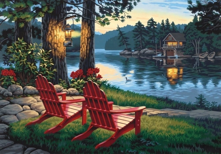 Norimpex diamond painting Sitting by the Lake 30 × 40 cm