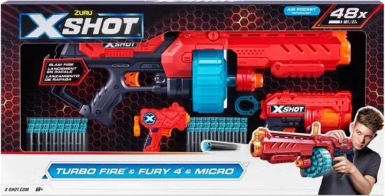 Комплект бластери X-Shot Excel Turbo Fire + Fury 4 + Micro