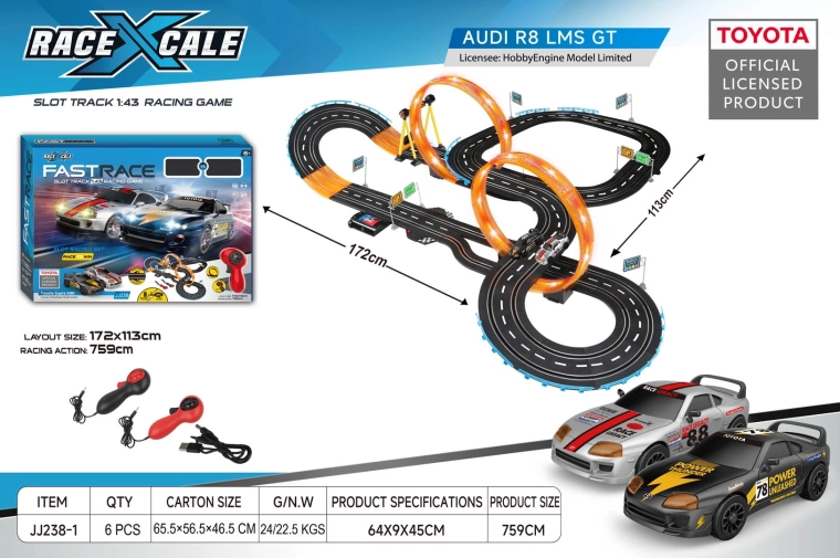 Toyota Supra A80 R/C Slot Car Racing Track 1:43