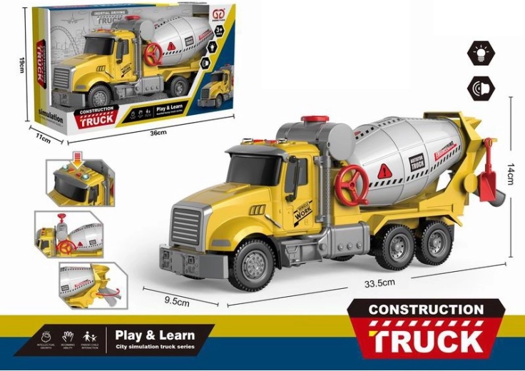 Children's Concrete Mixer with Lights and Sounds, Friction Drive
