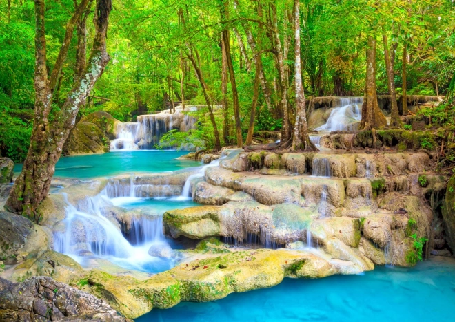 Puzzle Turquoise Waterfall, Thailand 1000 Pieces