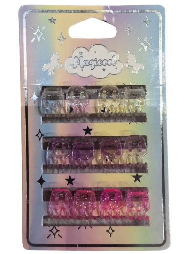 Magicool комплект мини щипки за коса с глитер, 12 бр.